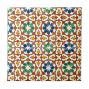 Azulejo Mosaico cerámico floral, pequeño (4,25" x 4,25")