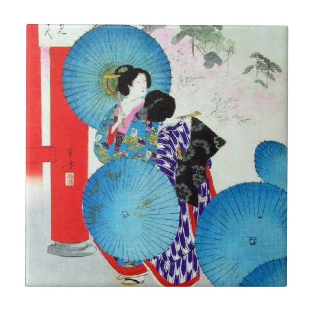 Azulejo Mosaico cerámico japonés antiguo, pequeño (4,25" x (Frente)