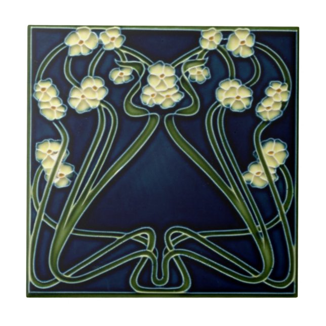 Azulejo Mosaico cerámico - Marfil de Art Nouveau (Frente)