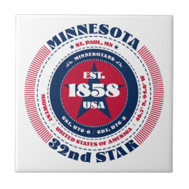 Azulejo Mosaico cerámico Minnesota rojo, blanco y azul