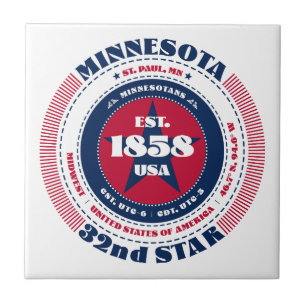 Azulejo Mosaico cerámico Minnesota rojo, blanco y azul