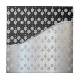 Azulejo Mosaico cerámico moderno negro y plateado