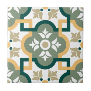 Azulejo Mosaico cerámico -Patrón 1 Verde/Arroz/Oro de ca