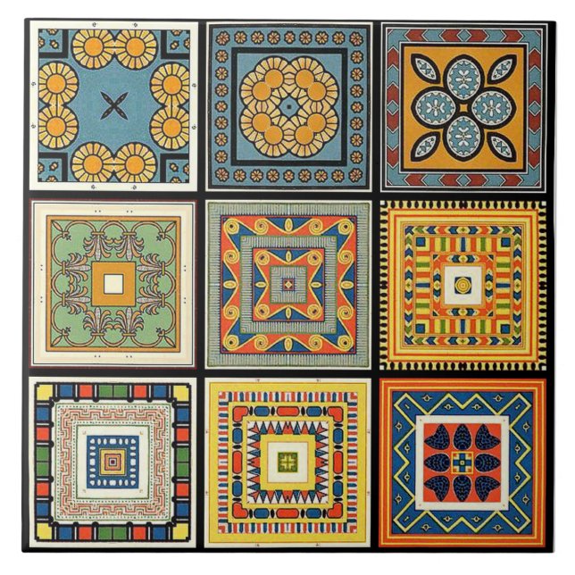 Azulejo Mosaico cerámico - Patrones egipcios (Frente)