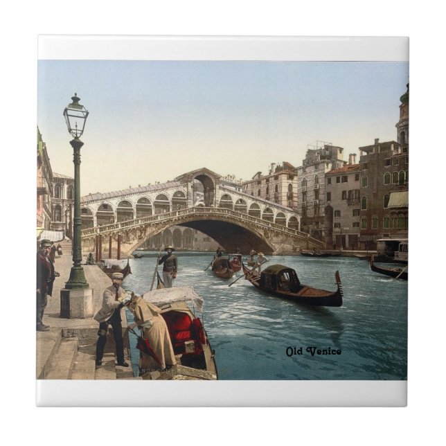 Azulejo Mosaico cerámico, pequeña Venecia antigua (4,25" x (Frente)