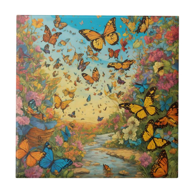 Azulejo Mosaico cerámico, pequeño (4,25" x 4,25") (Frente)