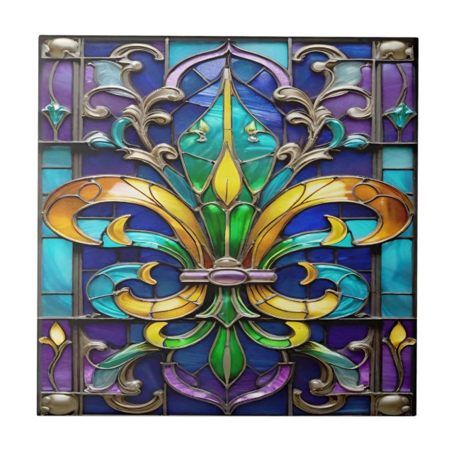 Azulejo Mosaico cerámico Radiant Fleur de Lis (Frente)