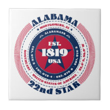 Mosaico cerámico rojo, blanco y azul de Alabama