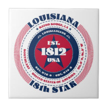 Mosaico cerámico rojo, blanco y azul de Luisiana