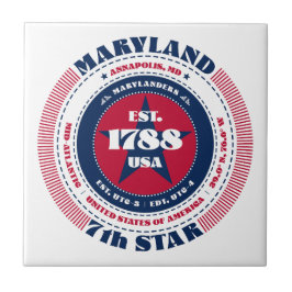 Azulejo Mosaico cerámico rojo, blanco y azul de Maryland