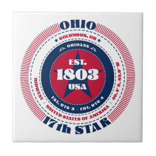Azulejo Mosaico cerámico rojo, blanco y azul de Ohio