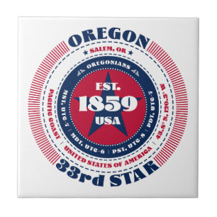 Azulejo Mosaico cerámico rojo, blanco y azul de Oregón