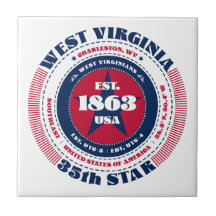 Mosaico cerámico rojo, blanco y azul de Virginia O