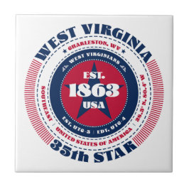 Azulejo Mosaico cerámico rojo, blanco y azul de Virginia O