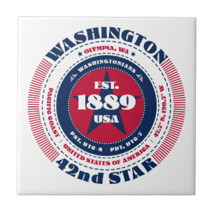 Azulejo Mosaico cerámico rojo, blanco y azul de Washington