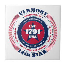 Azulejo Mosaico cerámico rojo, blanco y azul vermont