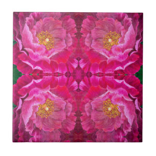 Azulejo Mosaico cerámico / Trivet - Rosa Cactus Rosa