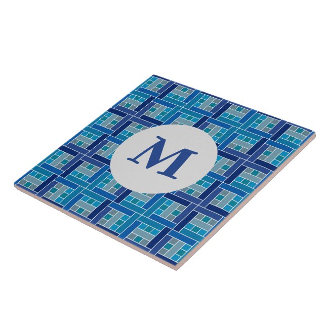 Azulejo Mosaico cuadrado azul cobalto de Gaudí (Lado)