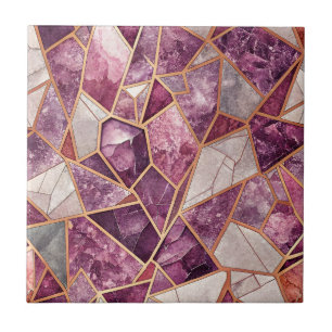 Azulejo Mosaico de amatista – Vidrio agrietado - Púrpura