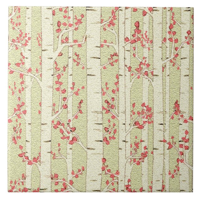 Azulejo mosaico de árboles de abedul (Frente)