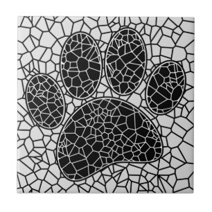 Azulejo Mosaico de arte canino de huellas de patas de perr
