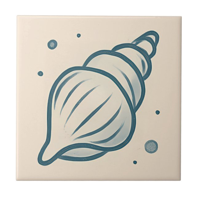 Azulejo Mosaico de arte costero de concha mínima (Frente)