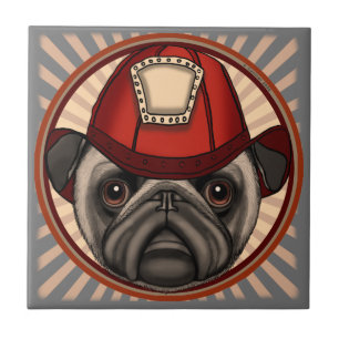 Azulejo Mosaico de bomberos de Pug