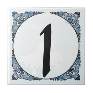 Azulejo Mosaico de borde azul, números de casa, número de 