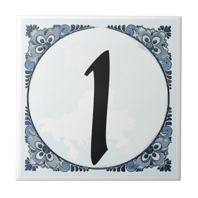 Azulejo Mosaico de borde azul, números de casa, número de  (Frente)