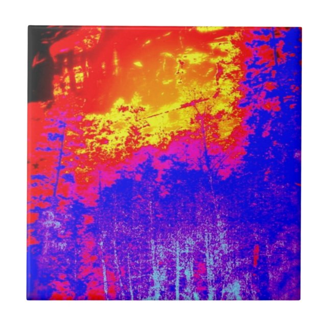 Azulejo mosaico de bosque de inflamación abstracta (Frente)