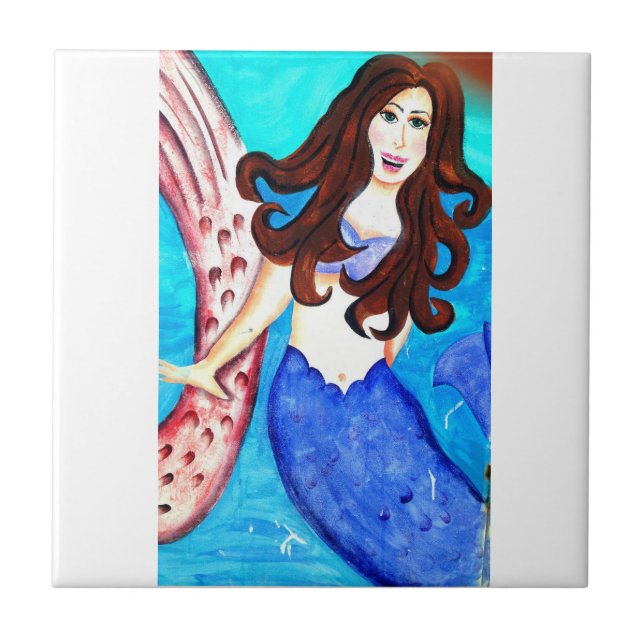 Azulejo mosaico de brunette mermaid (Frente)