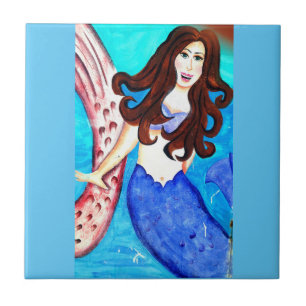 Azulejo mosaico de brunette mermaid