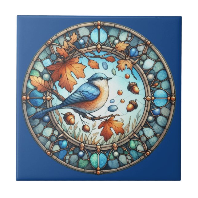 Azulejo Mosaico de cerámica de ave de otoño (Frente)