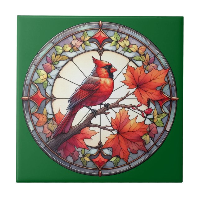 Azulejo Mosaico de cerámica de ave de otoño (Frente)