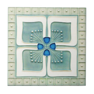 Azulejo Mosaico De Cerámica De Estilo Art Nouveau. Gris/A
