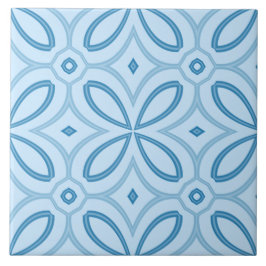 Azulejo Mosaico de Cerámica de Flor Geométrica Azul