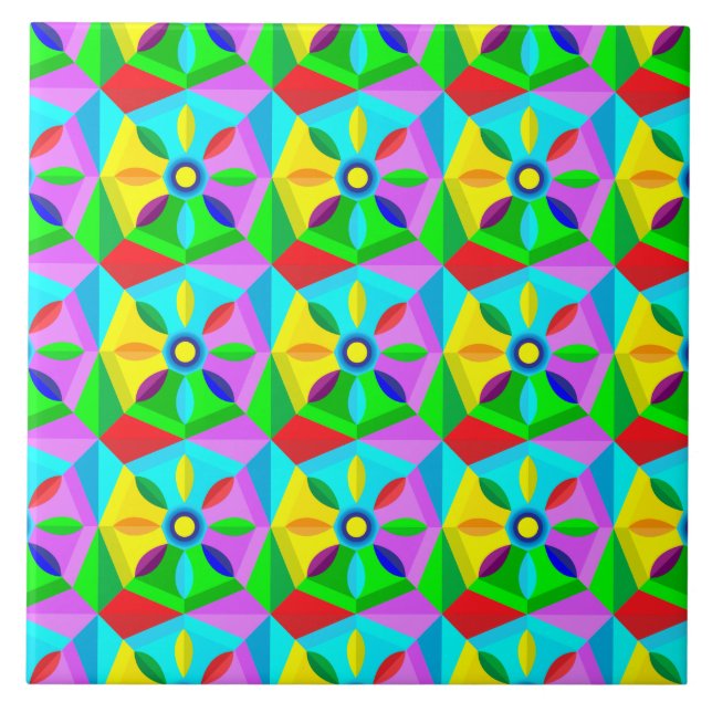 Azulejo mosaico de cerámica de flores de estrella clásica (Frente)