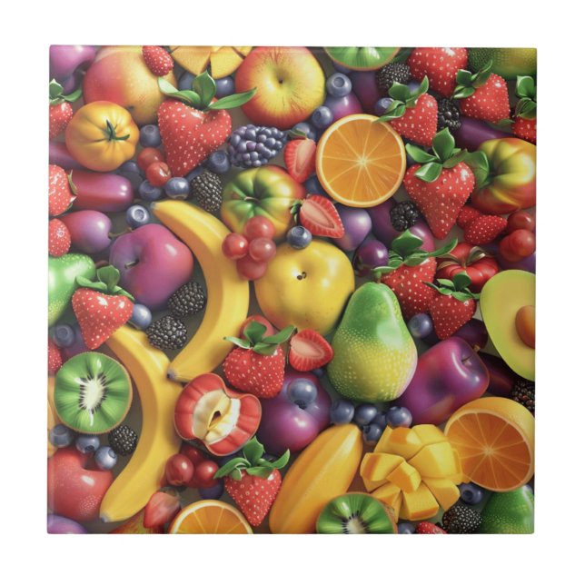 Azulejo Mosaico de cerámica de frutas mixtas (Frente)