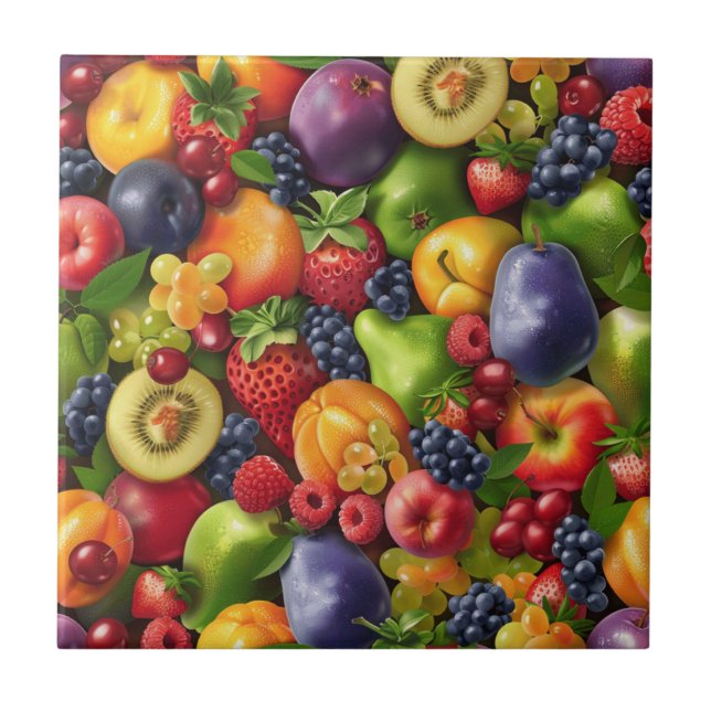 Azulejo Mosaico de cerámica de frutas mixtas (Frente)
