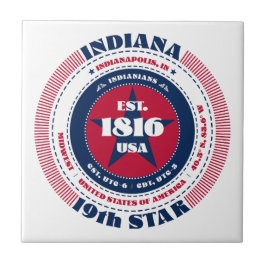 Azulejo Mosaico de cerámica de Indiana roja, blanca y azul