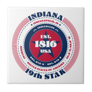 Azulejo Mosaico de cerámica de Indiana roja, blanca y azul
