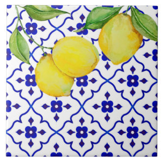 Azulejo Mosaico de cerámica de limón con estampado.