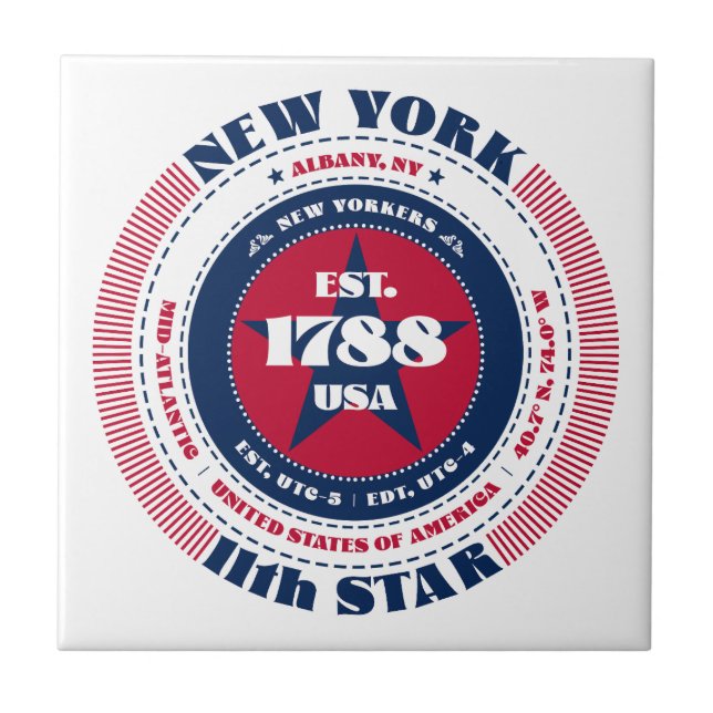 Azulejo Mosaico de cerámica de Nueva York rojo, blanco y a (Frente)