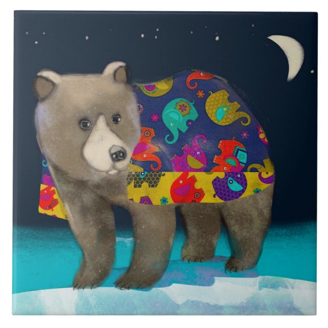 Azulejo Mosaico de cerámica de oso/Trivet (6" cuadrados) (Frente)