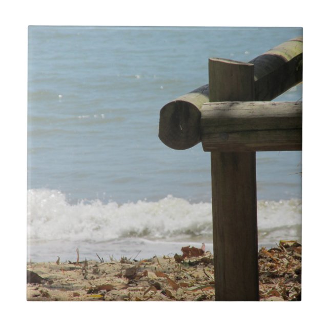 Azulejo Mosaico de cerámica de playa tropical (Frente)