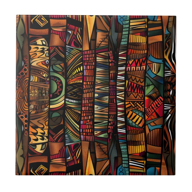 Azulejo Mosaico de cerámica del patrón tribal africano (Frente)