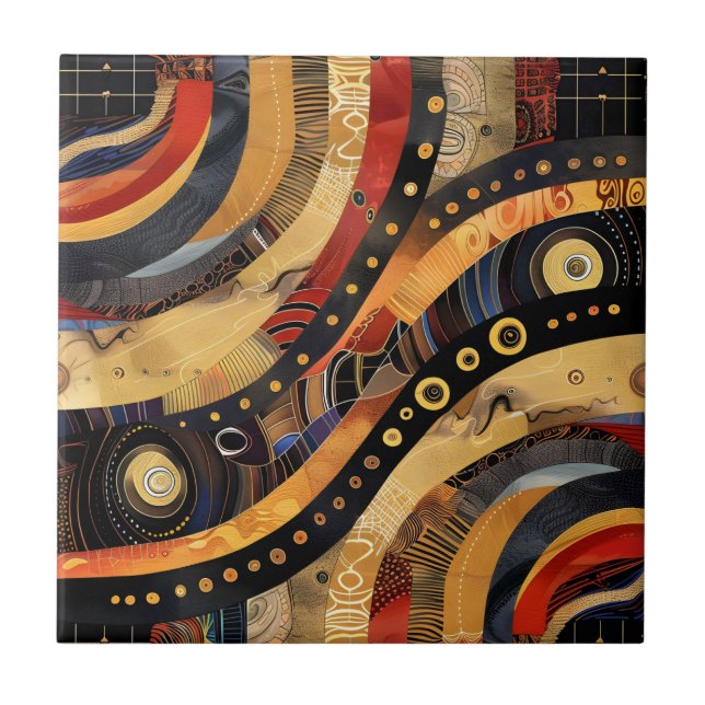 Azulejo Mosaico de cerámica del patrón tribal africano (Frente)