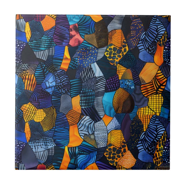 Azulejo Mosaico de cerámica del patrón tribal africano (Frente)