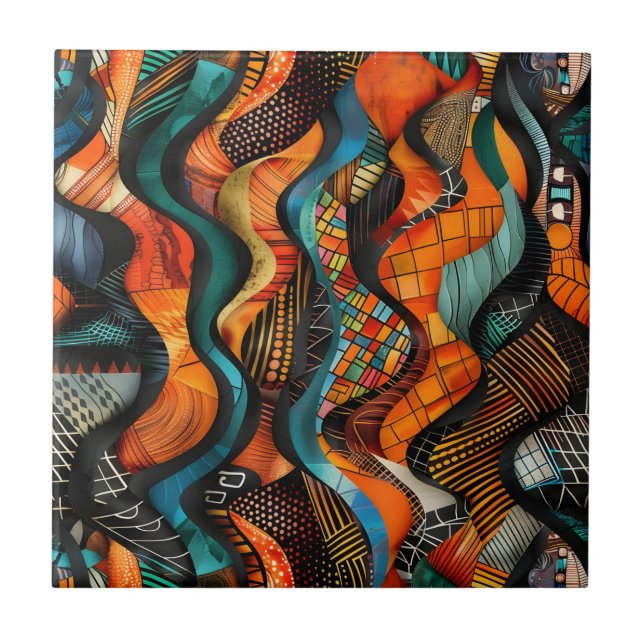 Azulejo Mosaico de cerámica del patrón tribal africano (Frente)