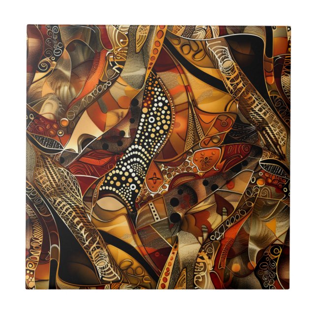 Azulejo Mosaico de cerámica del patrón tribal africano (Frente)